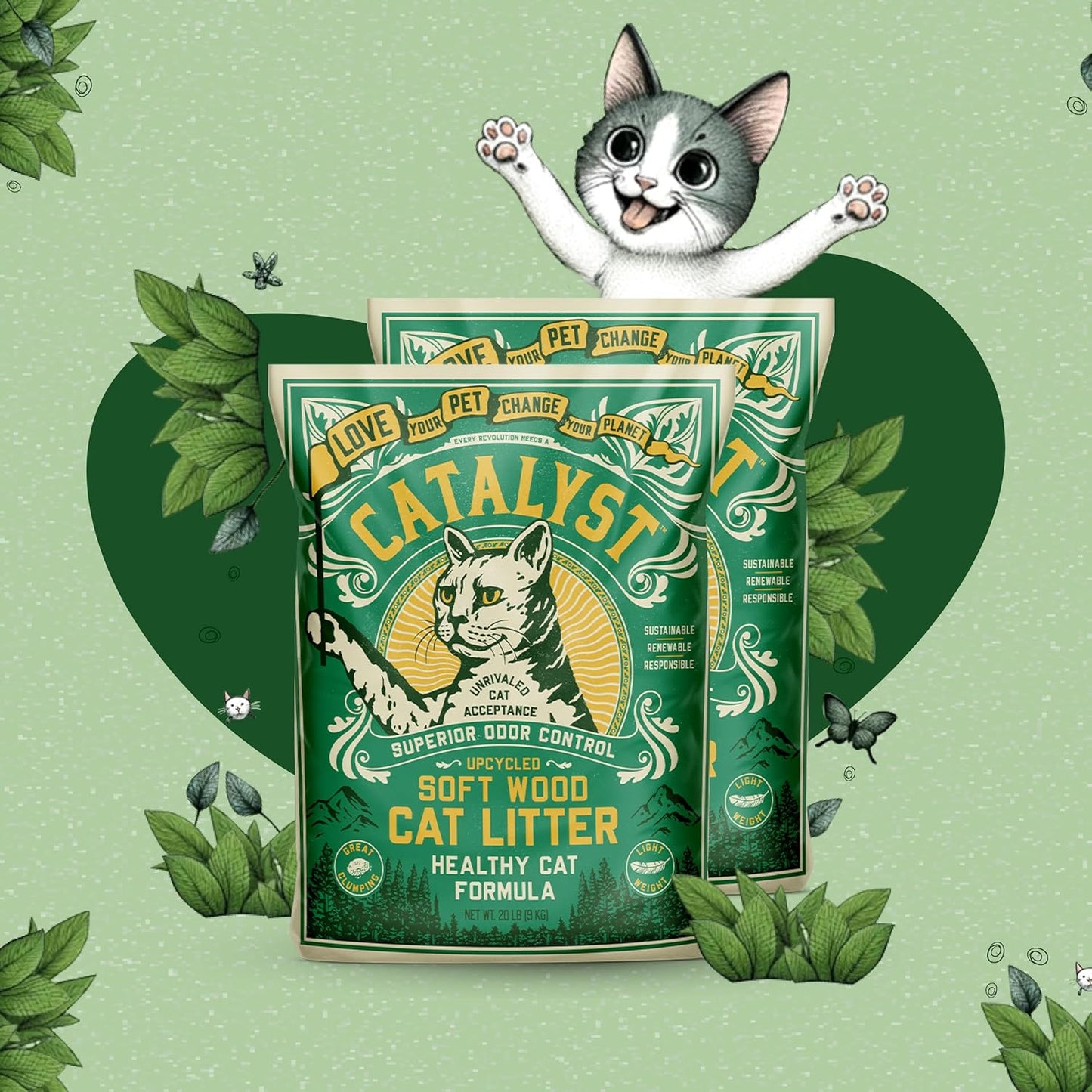 Catalyst Natural Soft Wood Cat Litter - Superior Odor Control