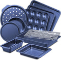 HONGBAKE Bakeware Sets 10-Piece Baking Pans Set - Nonstick Blue