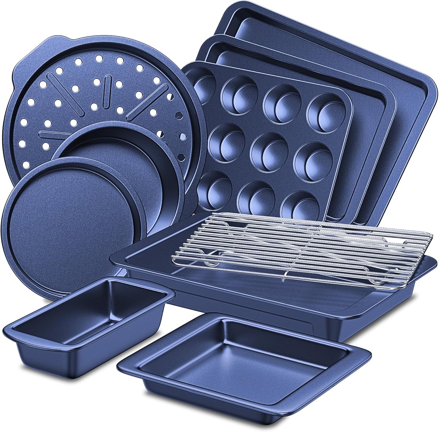 HONGBAKE Bakeware Sets - 10-Piece Nonstick Kitchen Pans