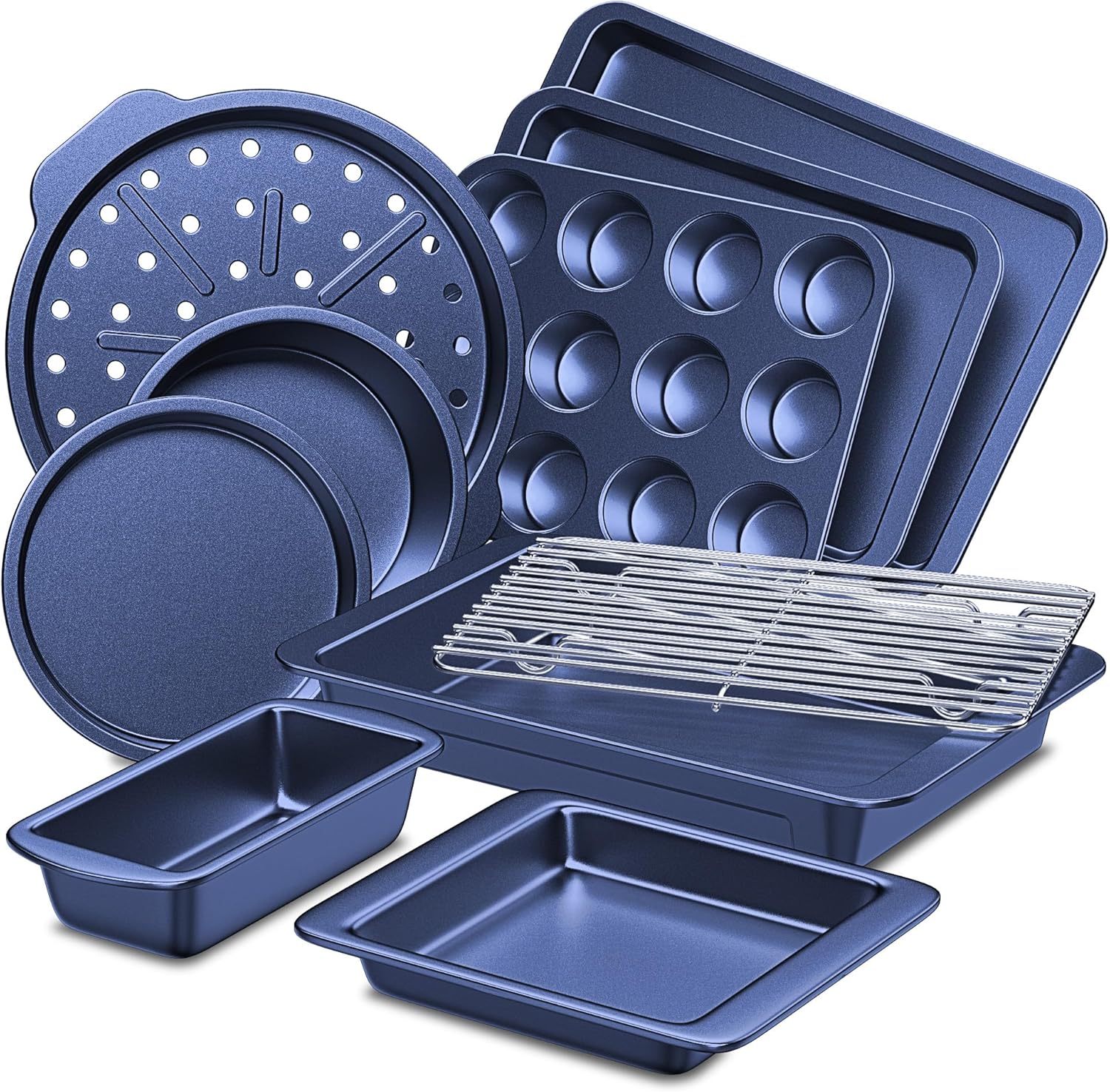 HONGBAKE Bakeware Sets - 10-Piece Nonstick Kitchen Pans