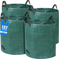4 Pack 137 Gallons Reusable Yard Waste Bags - Heavy Duty Double Bottom