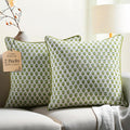 CPC 100% Cotton Throw Pillow Covers 24x24 in Set of 2 - Boho Green