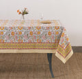 Labhanshi Indian Block Print Floral Table Cloth for 10-Seater
