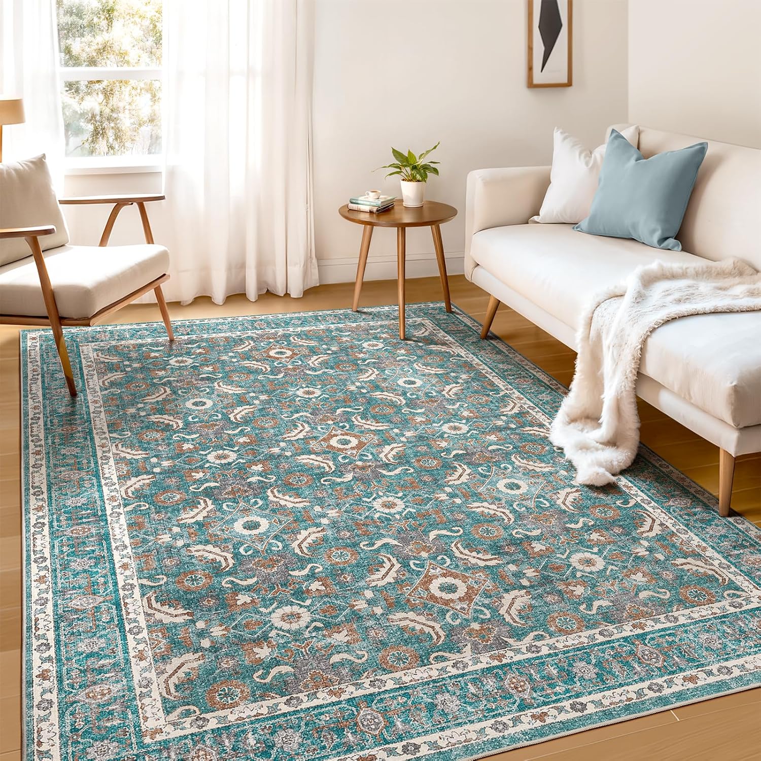 WITSHOCK Living Room Area Rugs 5x7: Vintage Soft Washable Carpet