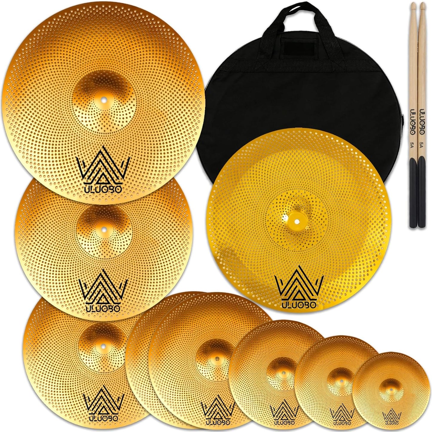 Low Volume Cymbal Pack for Quiet Practice - 9 Piece Set