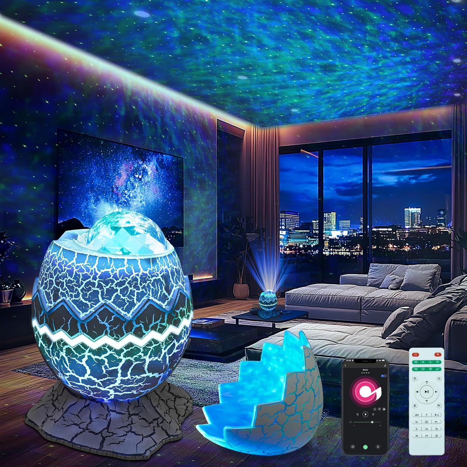 Star Projector Night Light with Bluetooth Speaker for Kids