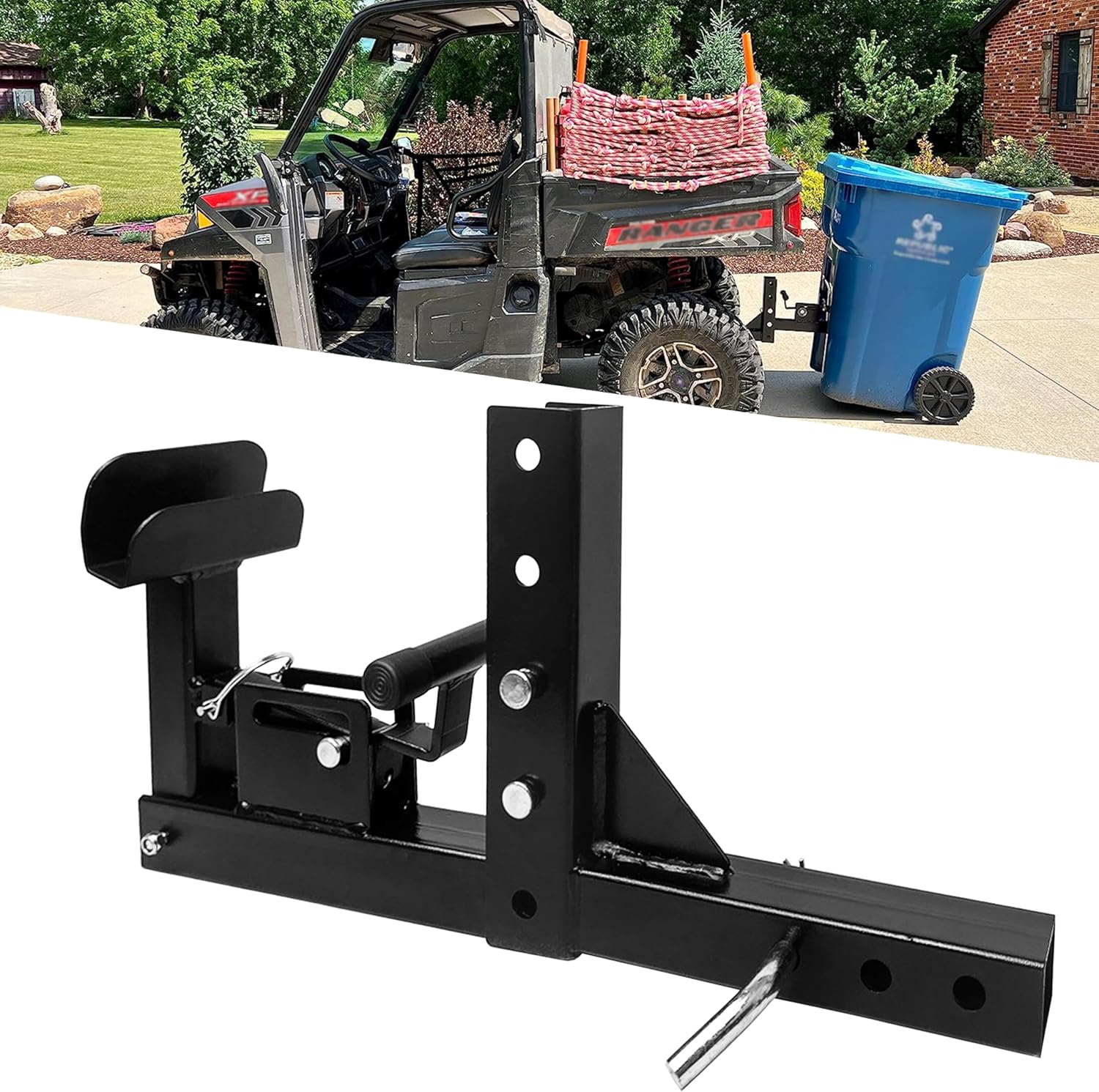 Adjustable Trash Can Transporter Hitch for Easy Hauling