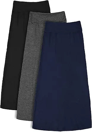 Free to Live 3 Pack Girls Maxi Skirts for School Uniforms