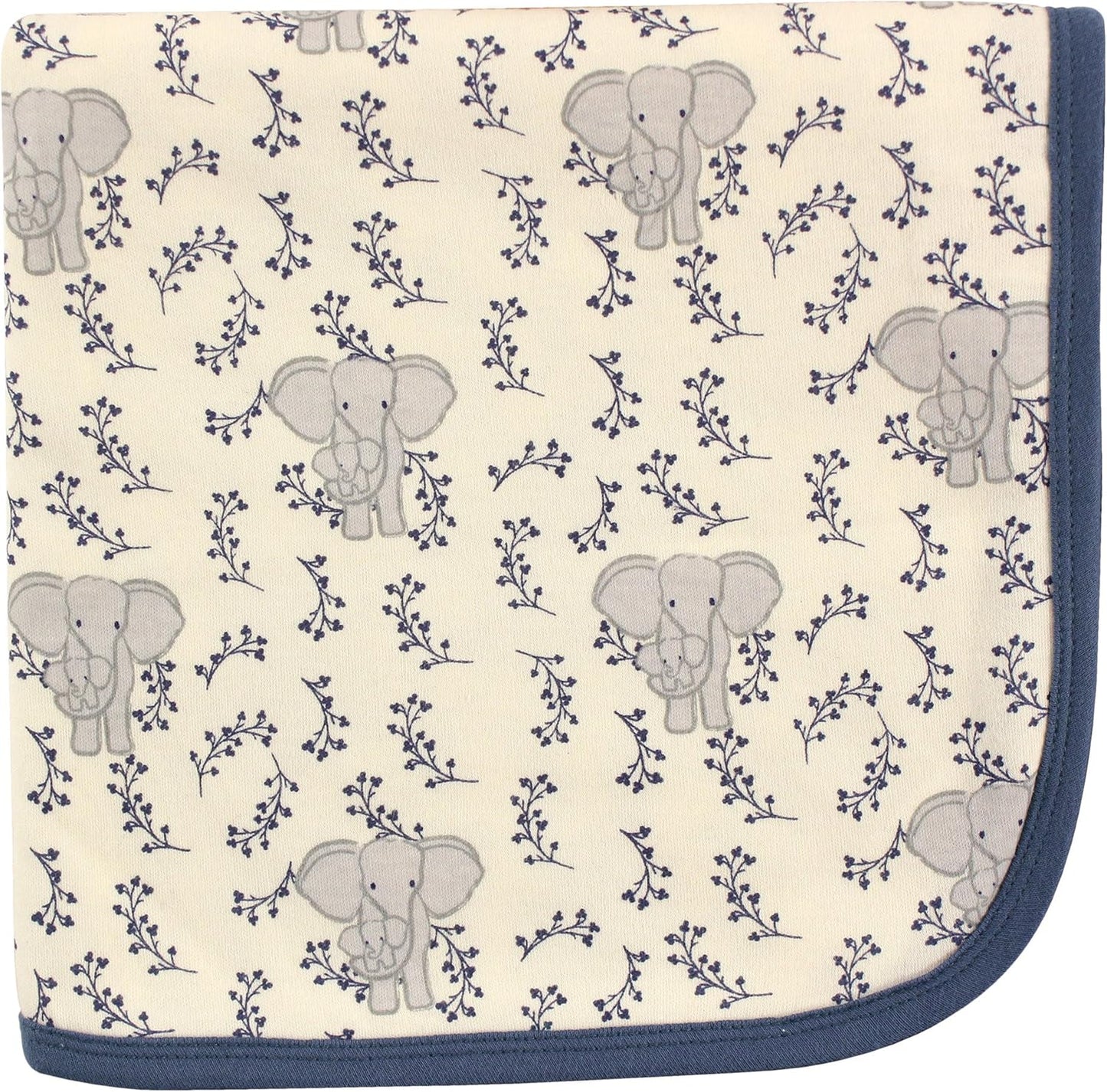 Touched by Nature Organic Cotton Swaddle Blanket - Blue Elephant