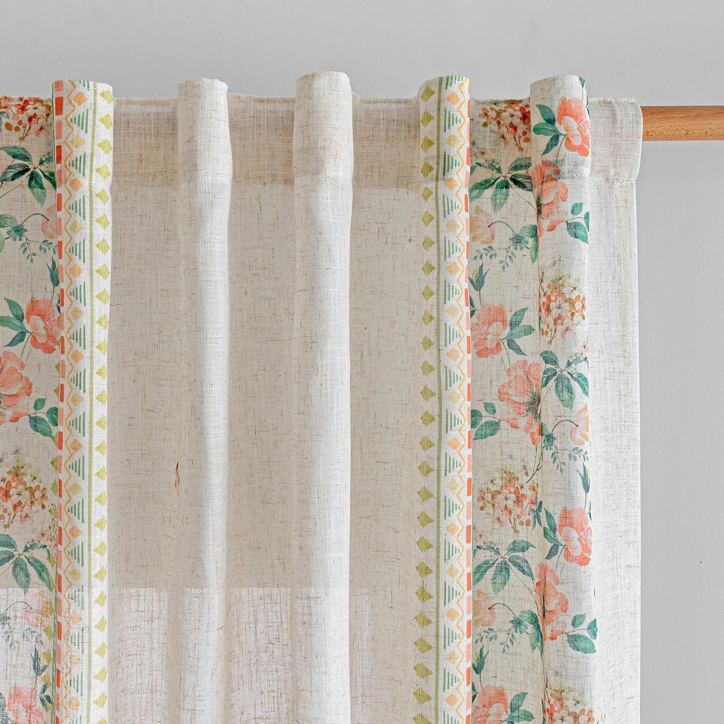 Boho Floral Curtains 72 inch for Living Room by MYSKY HOME