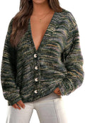 Womens Striped V Neck Cardigan Sweater - Cozy Fall Layer