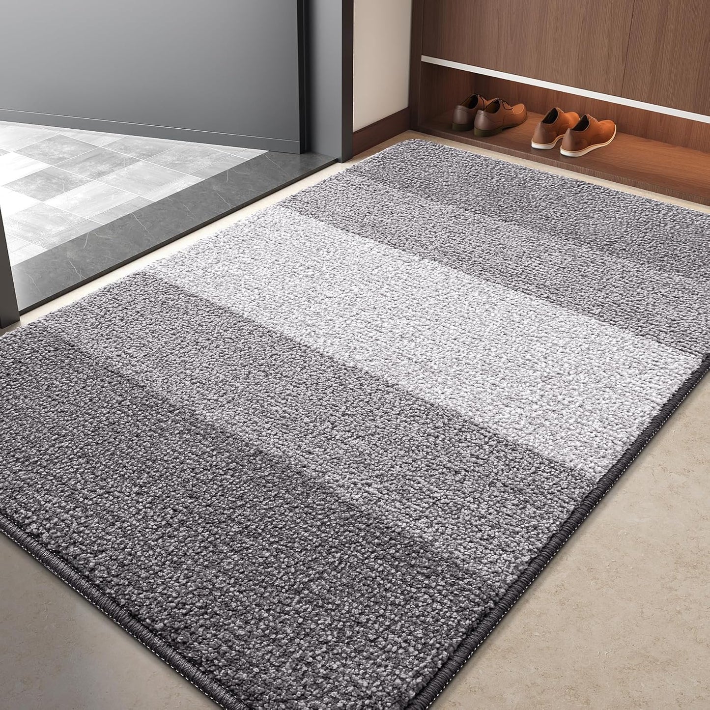 Kitinjoy Indoor Outdoor Door Mat - Non-Slip Absorbent Dirt Trapper