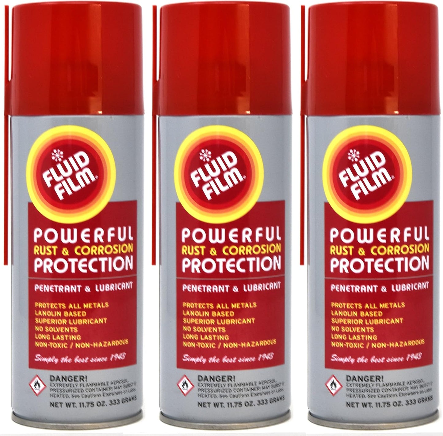Fluid Film Rust & Corrosion Protection - 3 Aerosol Cans for Metal
