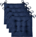 Chair Cushions 4 Pack 15.5in Square Navy - Soft Velvet Seat Pads