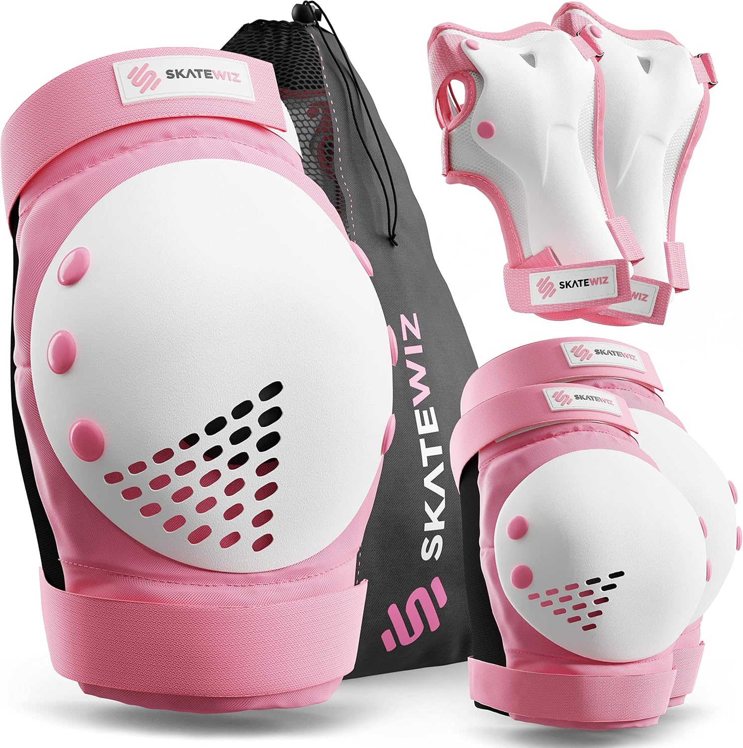 SKATEWIZ Skateboard Pads Protective Gear Set for Kids and Adults