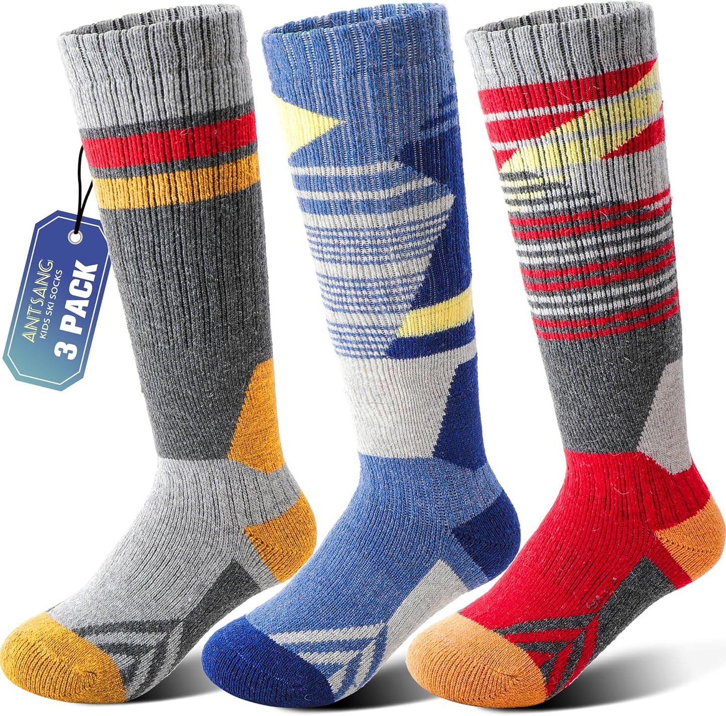 ANTSANG Kids Merino Ski Socks - Warm Winter Cushioning