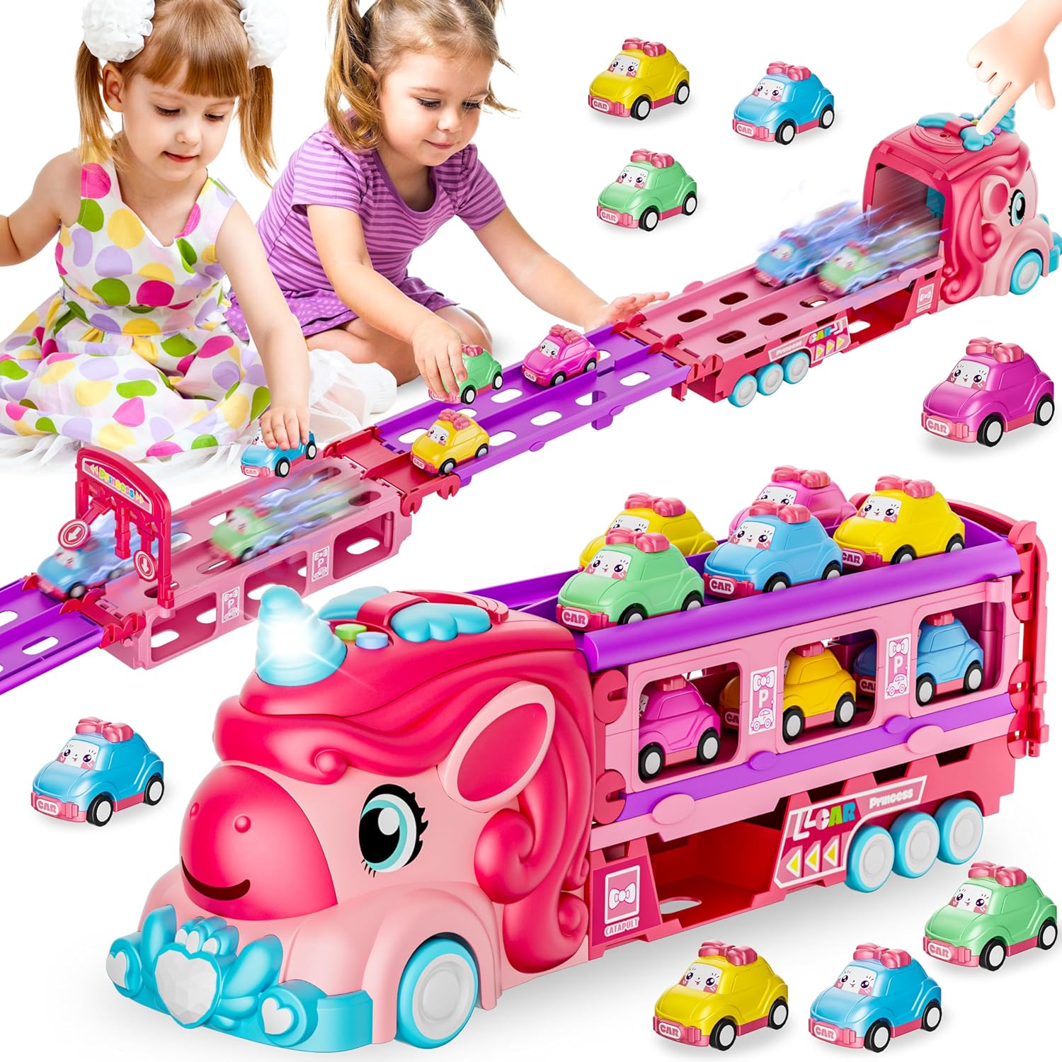 Unicorn Car Toys for Toddler Girls by Funwee - Fun Racing