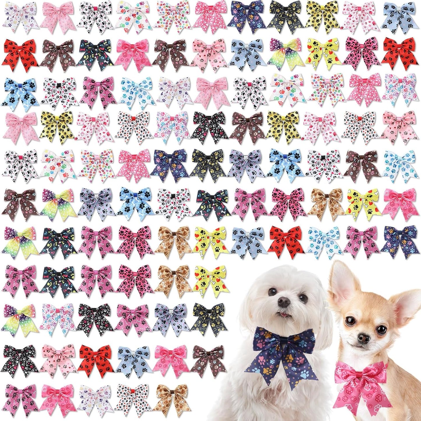 Yunsailing 100 Pcs Dog Bow Ties for Small Medium Pets