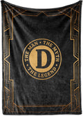 Initial Mens Blanket Throw - Plush 300gsm Flannel for Dad