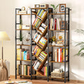 Triple 5 Tier Bookshelf Large Bookcase - Rustic Brown Storage Solution