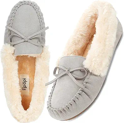 Floopi Women Slippers Moccasins with Cozy Memory Foam Comfort
