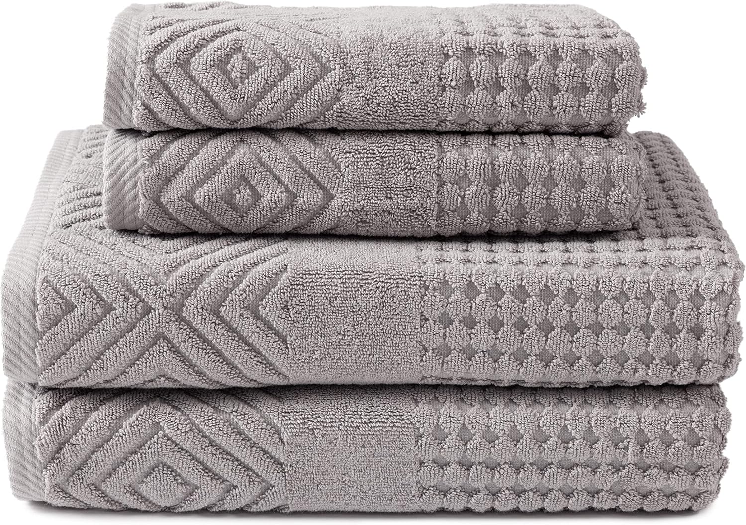 Luxurious 100% Organic Cotton Diamond Jacquard Bath Towel Set