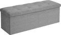 43 in Ottoman Storage Bench - 35 Gal Folding Linen-Look Seat