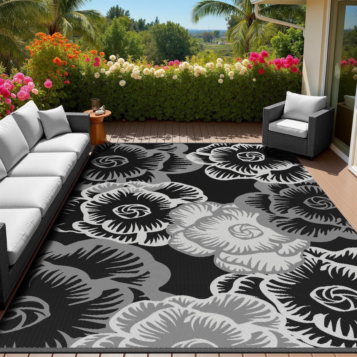 MontVoo Outdoor Rug 8x10 ft Waterproof Patio Rug for All Spaces