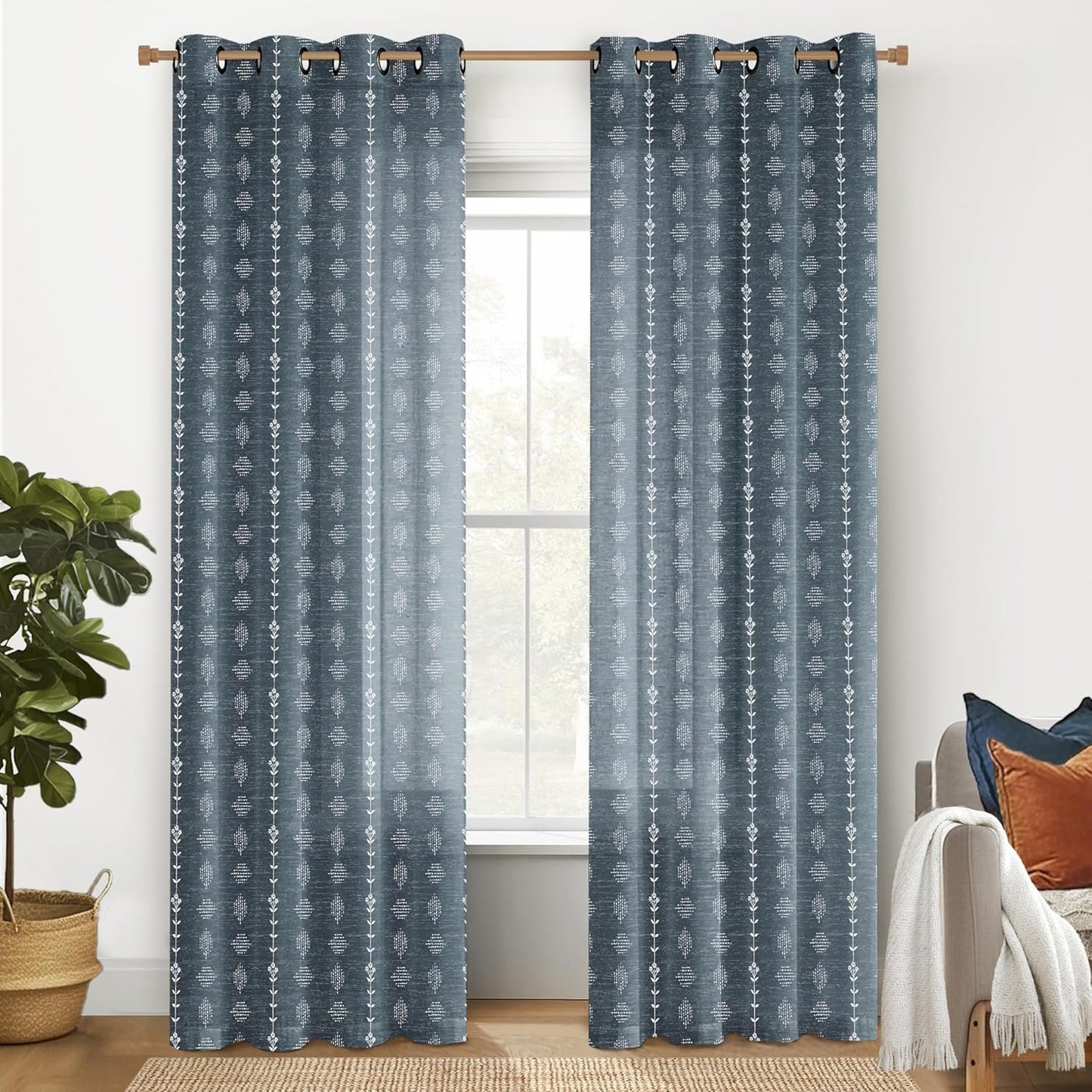 Blue Curtains 96 Inches Long for Elegant Living Room Decor