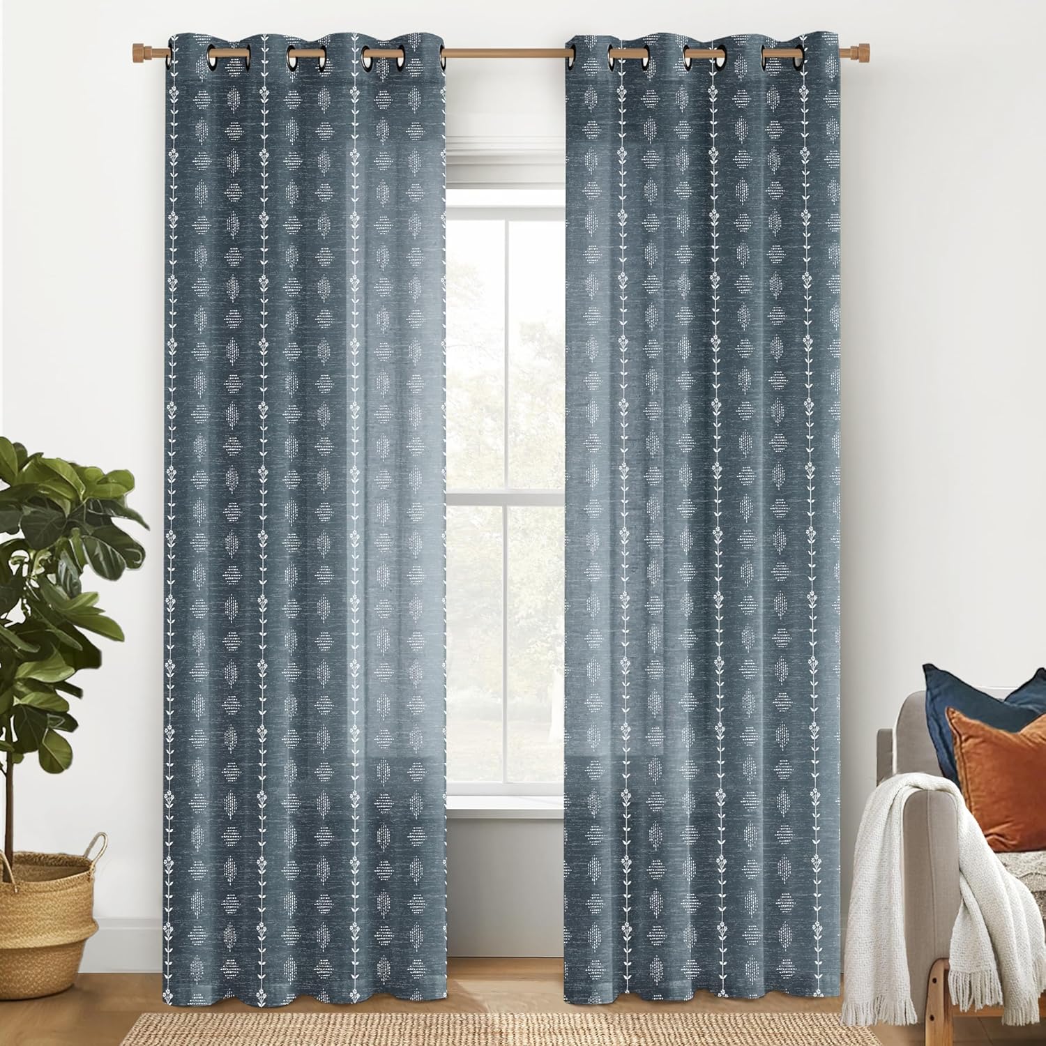 Blue Curtains 96 Inches Long for Elegant Living Room Decor