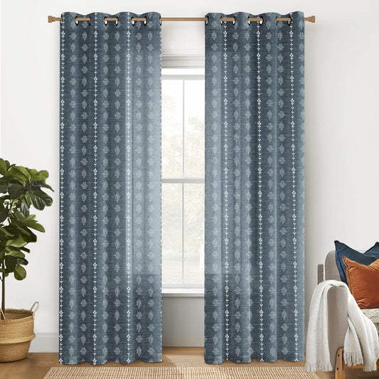 Blue Curtains 96 Inches Long for Elegant Living Room Decor