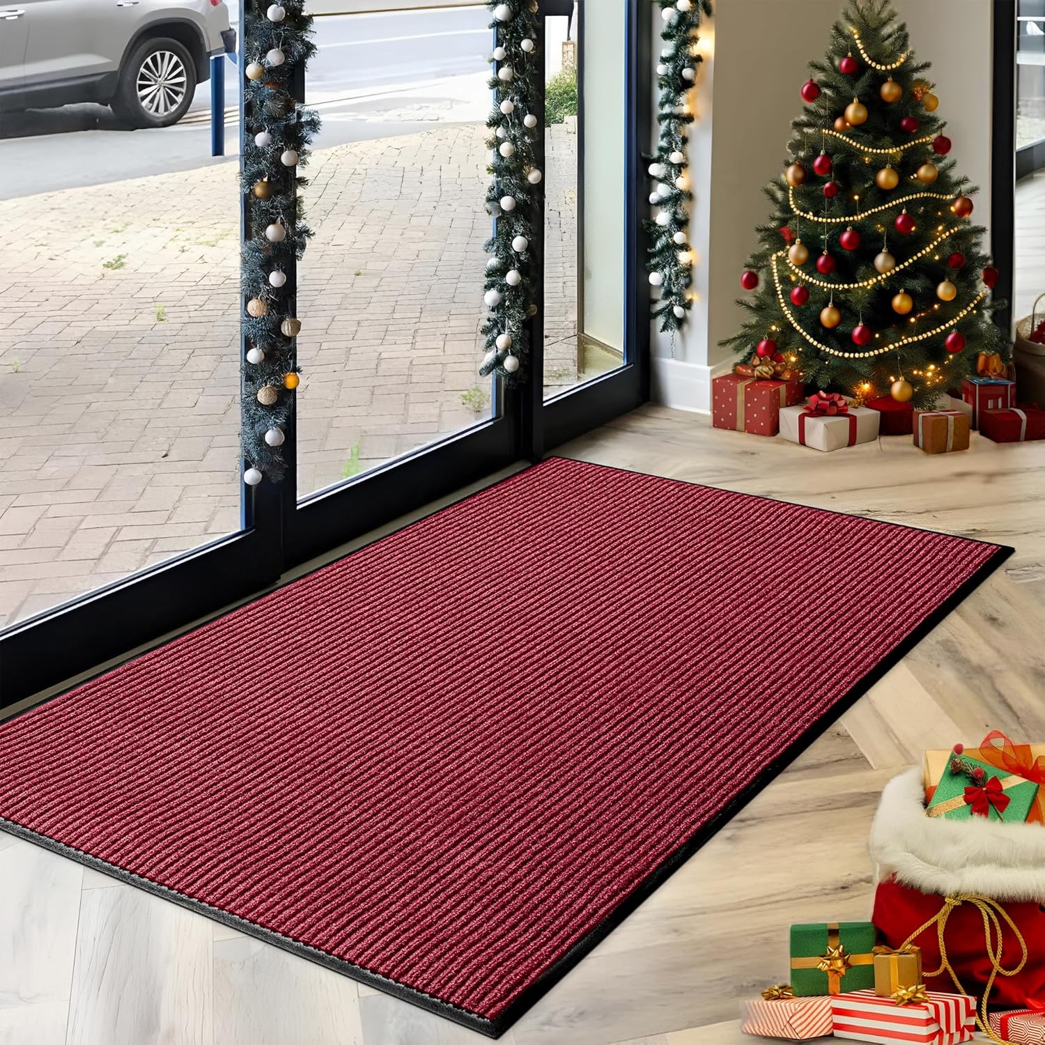 LuxUrux Christmas Door Mat - Heavy Duty Waterproof Entry Mat