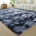 Area Rugs 9x12 Living Room Shag Rug - Plush Tie-Dyed Dark Gray