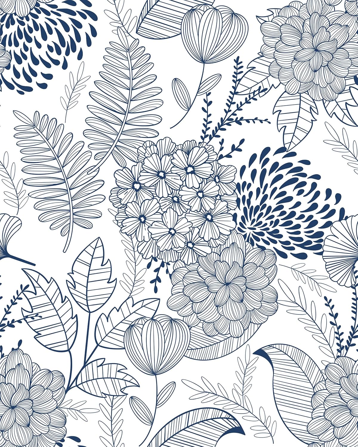 MelunMer Navy Blue Peel and Stick Wallpaper for Bathroom