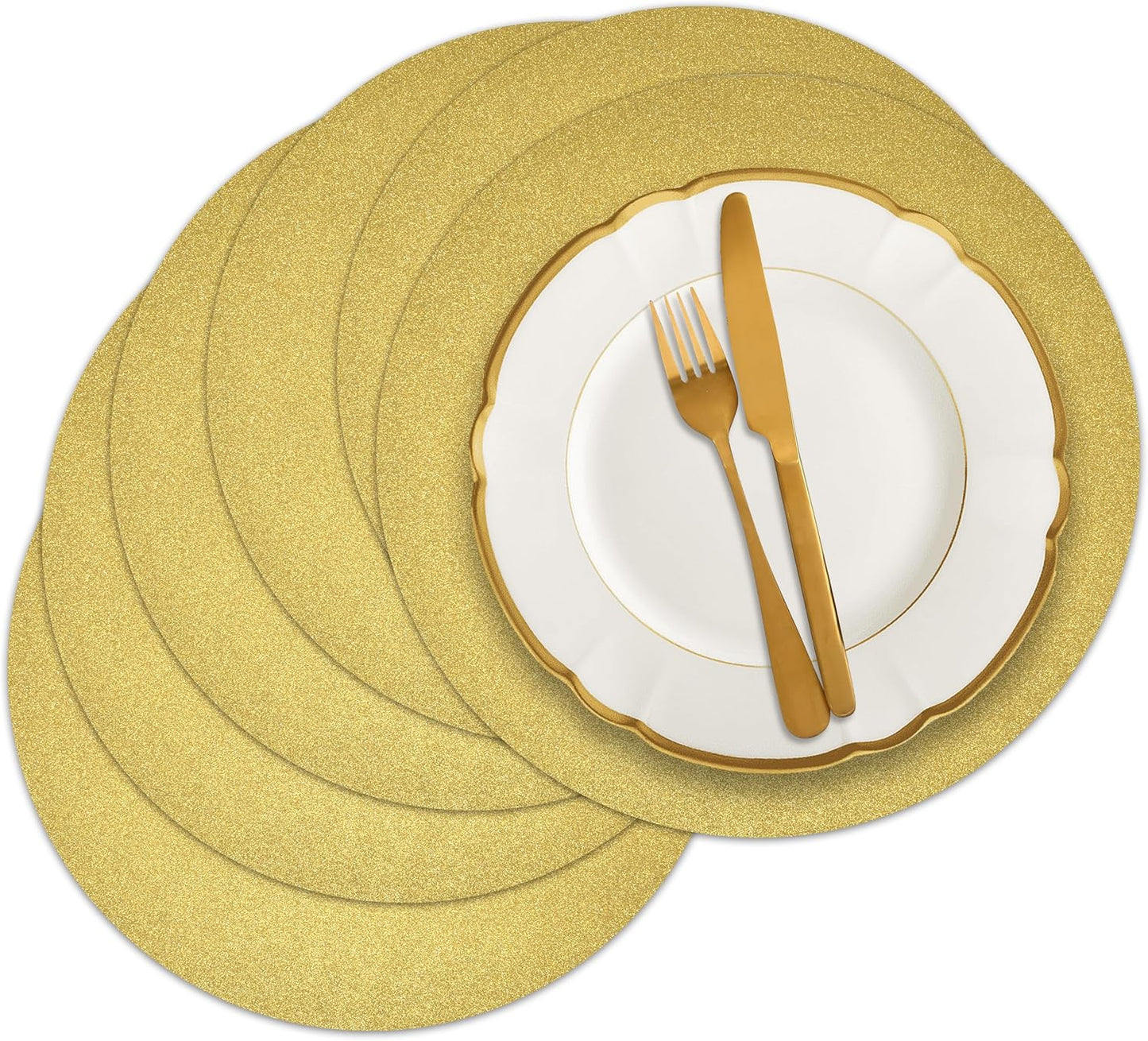 Golden Glitter Place Mats - 50 Pcs Party Sparkle