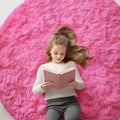 Hot Pink Round Rug 5 ft Circle - Machine Washable Cozy Shag