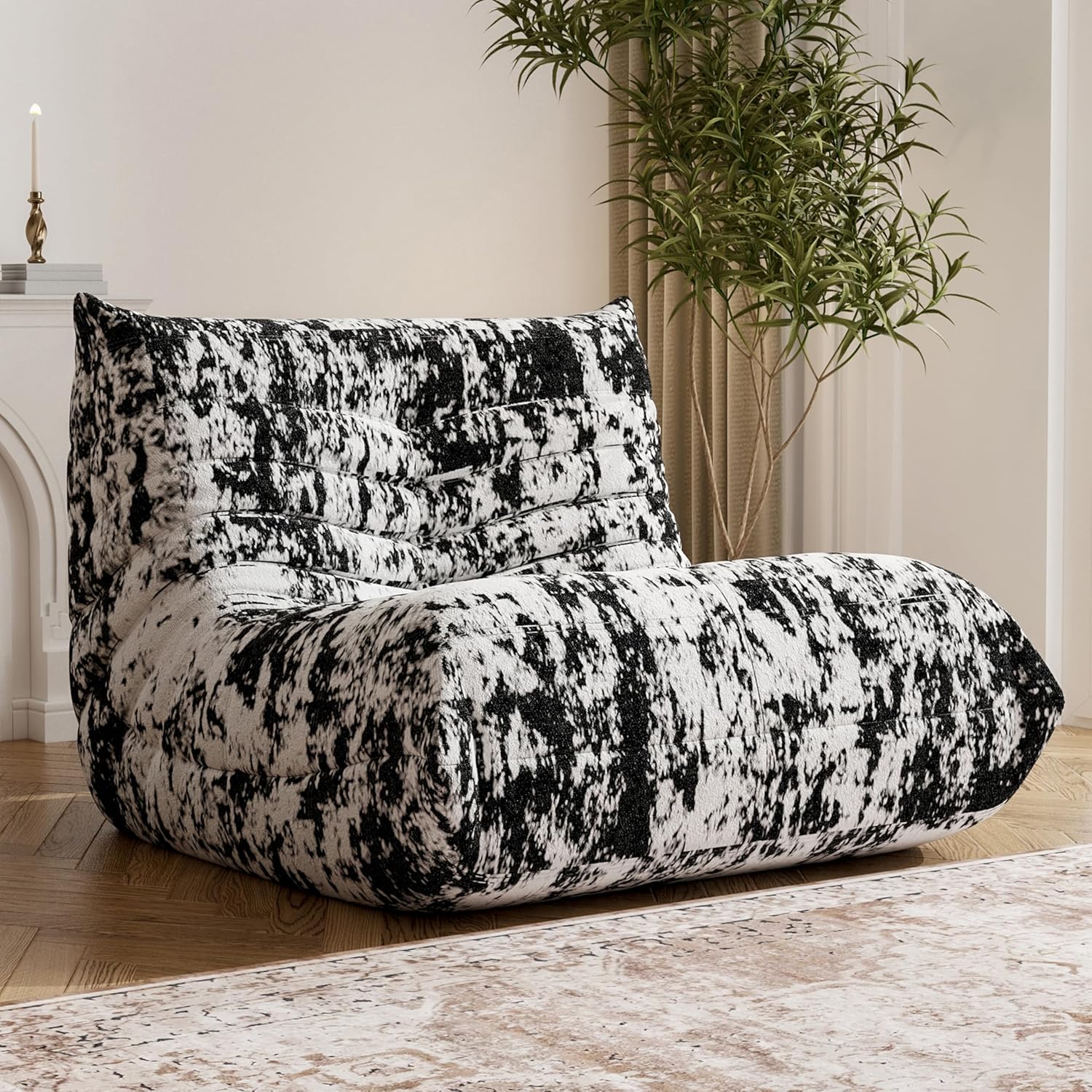 Comfortable Bean Bag Chair for Adults and Teens - Black Pattern
