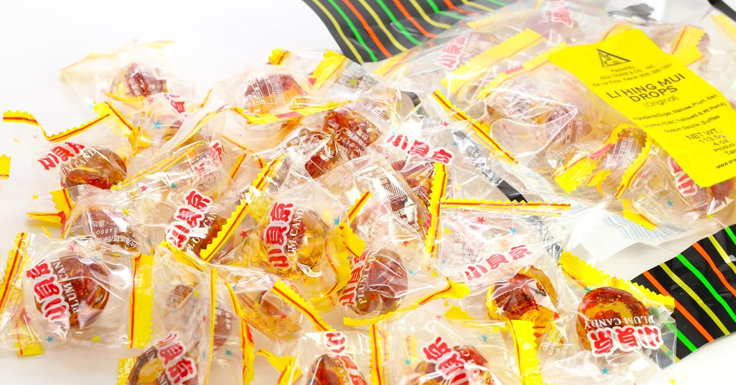 Asia Trans Golden Plum Crack Seed Drops - Sweet & Salty Treat