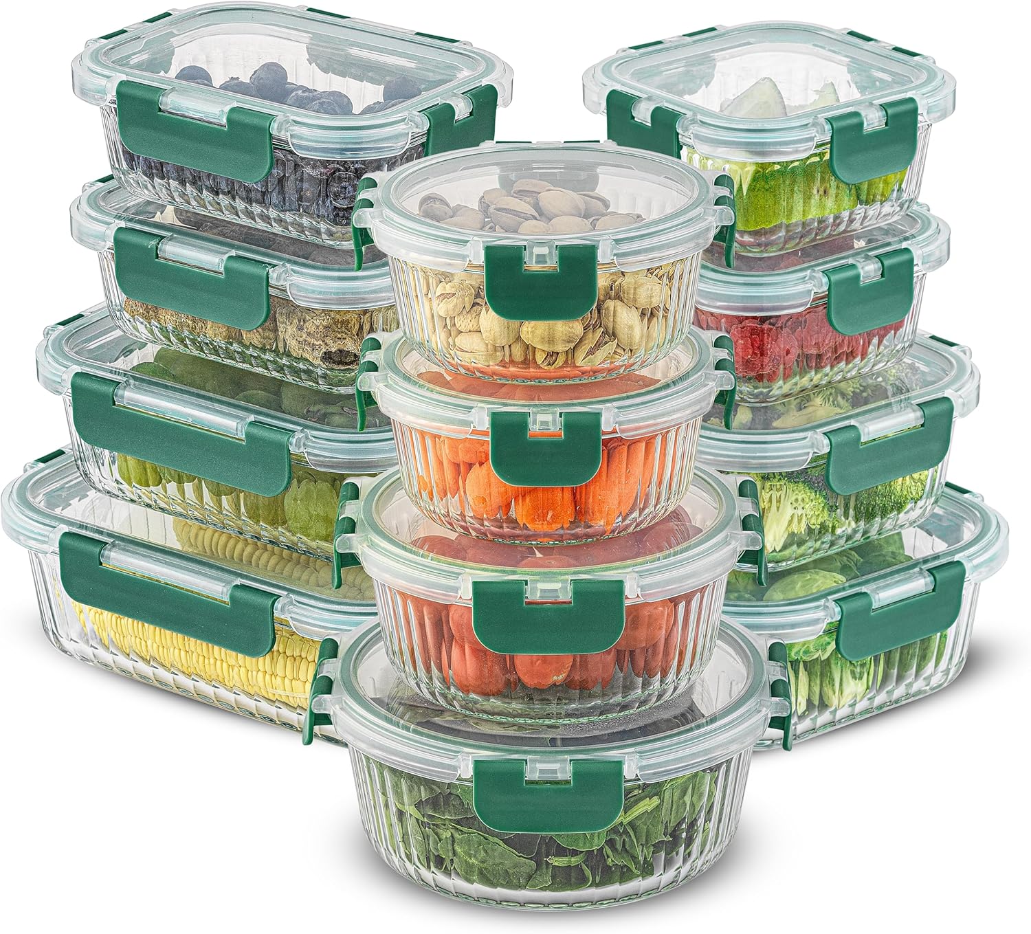 JoyJolt 24pc Borosilicate Glass Storage Containers for Kitchen