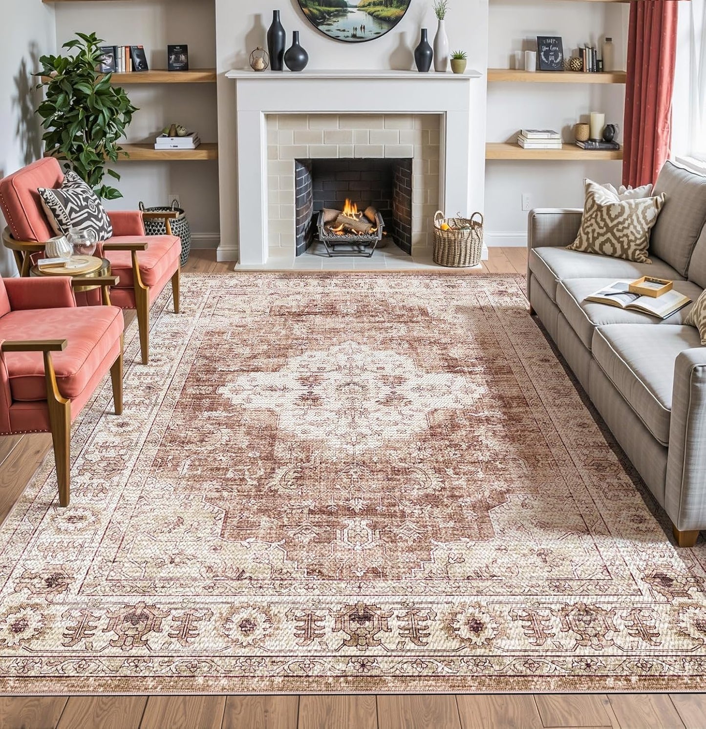 DEXI Vintage Traditional Area Rug for Living Room and Bedroom