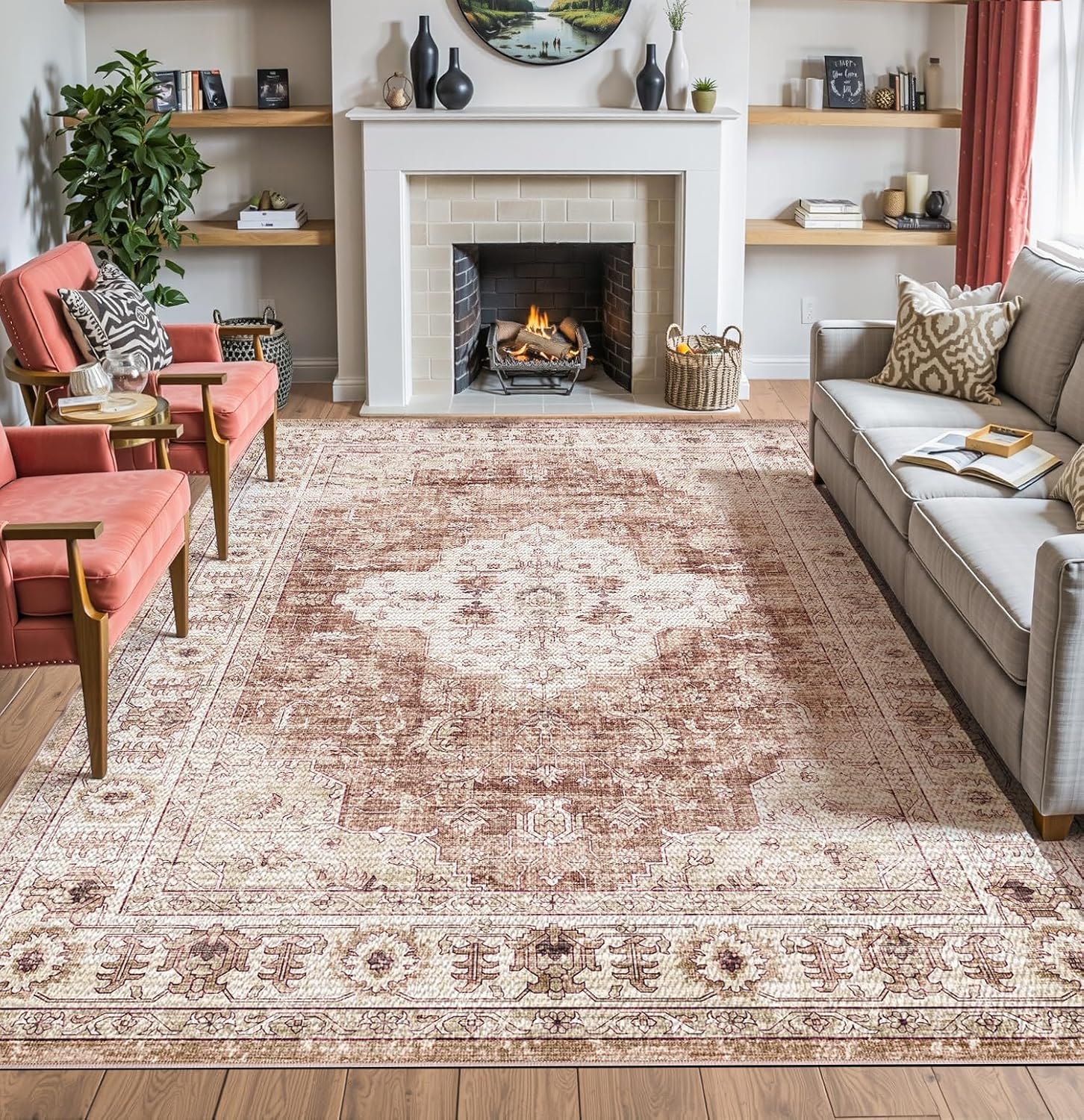 DEXI Vintage Traditional Area Rug for Living Room and Bedroom