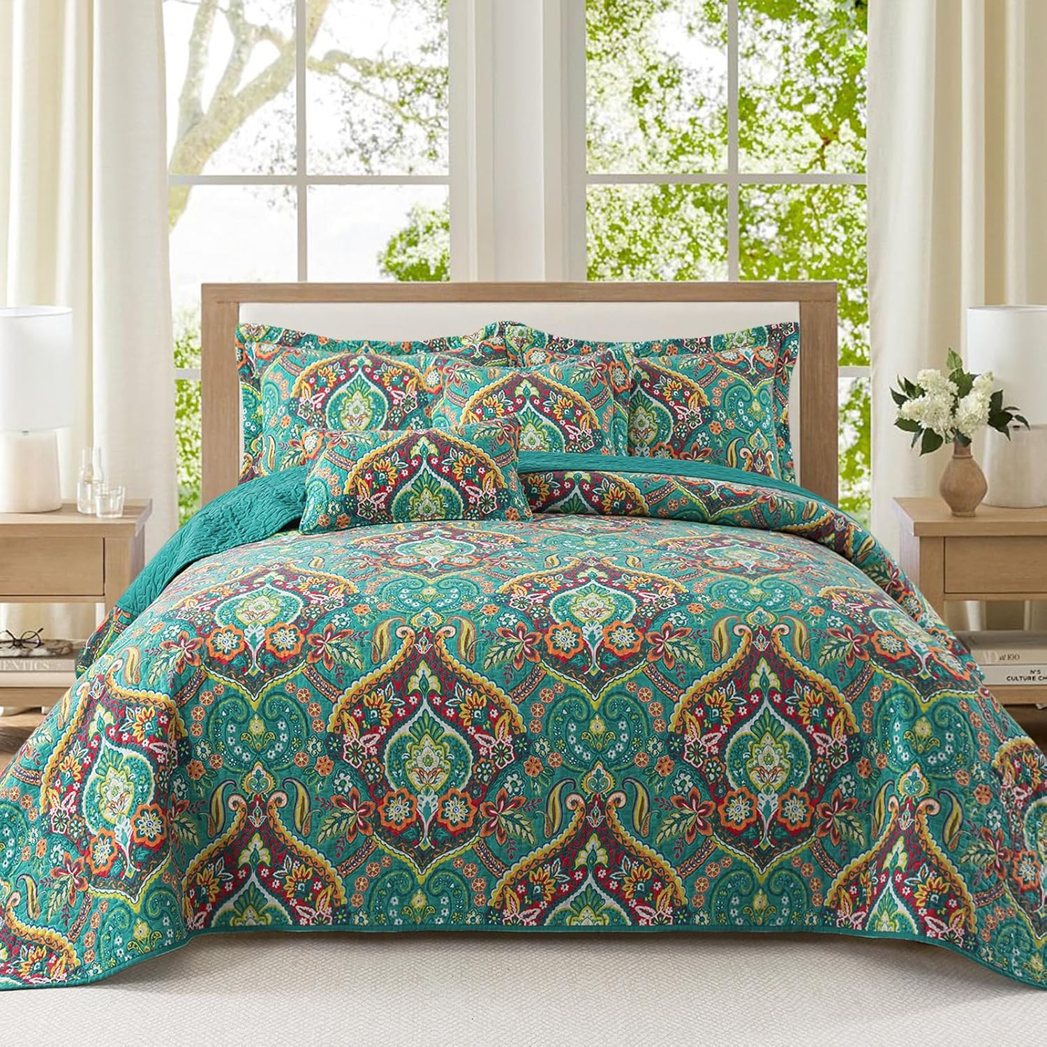 VAPUTAR Cotton King Quilt Bedding Set - Soft Floral Bedspread