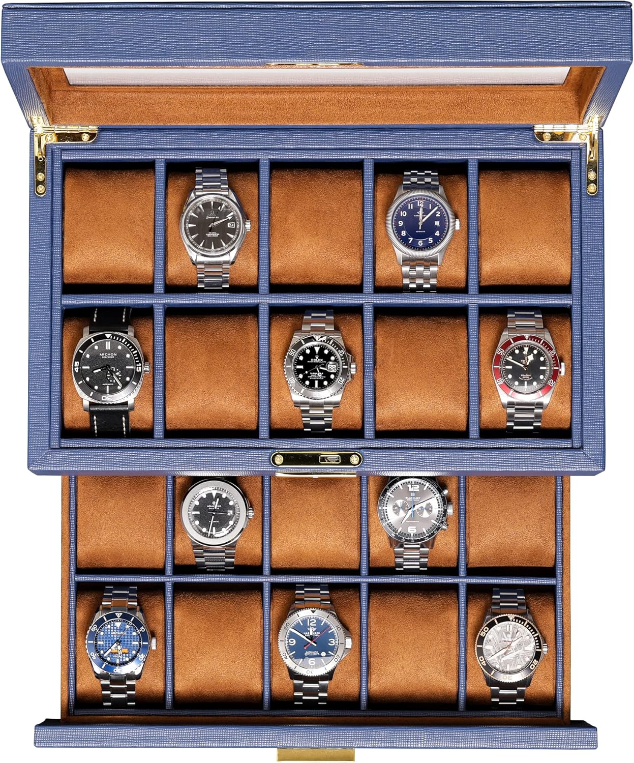 Securely Showcase Your Watches in Style with ROTHWELL 20 Slot Watch Box