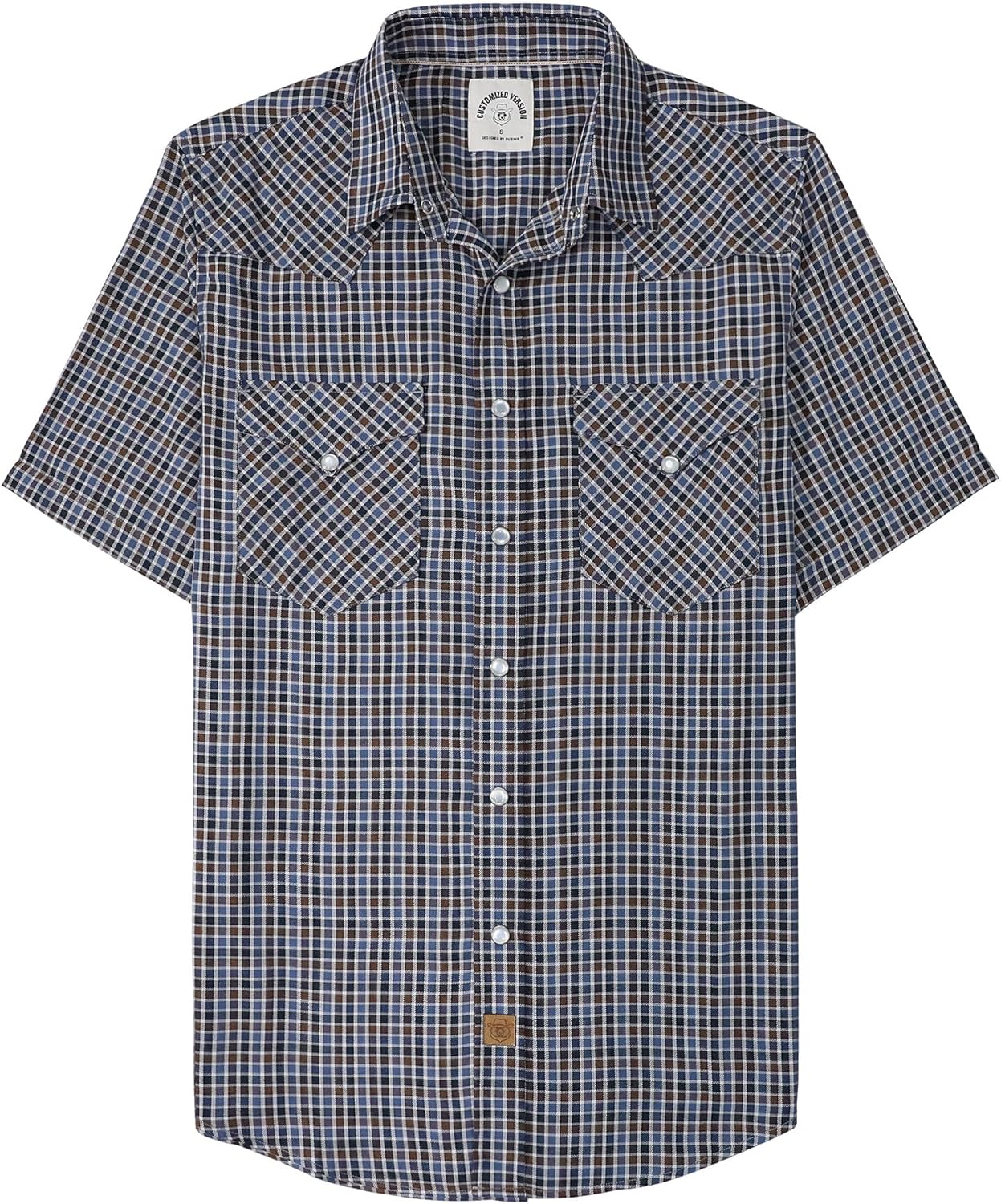 Stylish Mens Short Sleeve Western Cowboy Plaid Snap Shirts