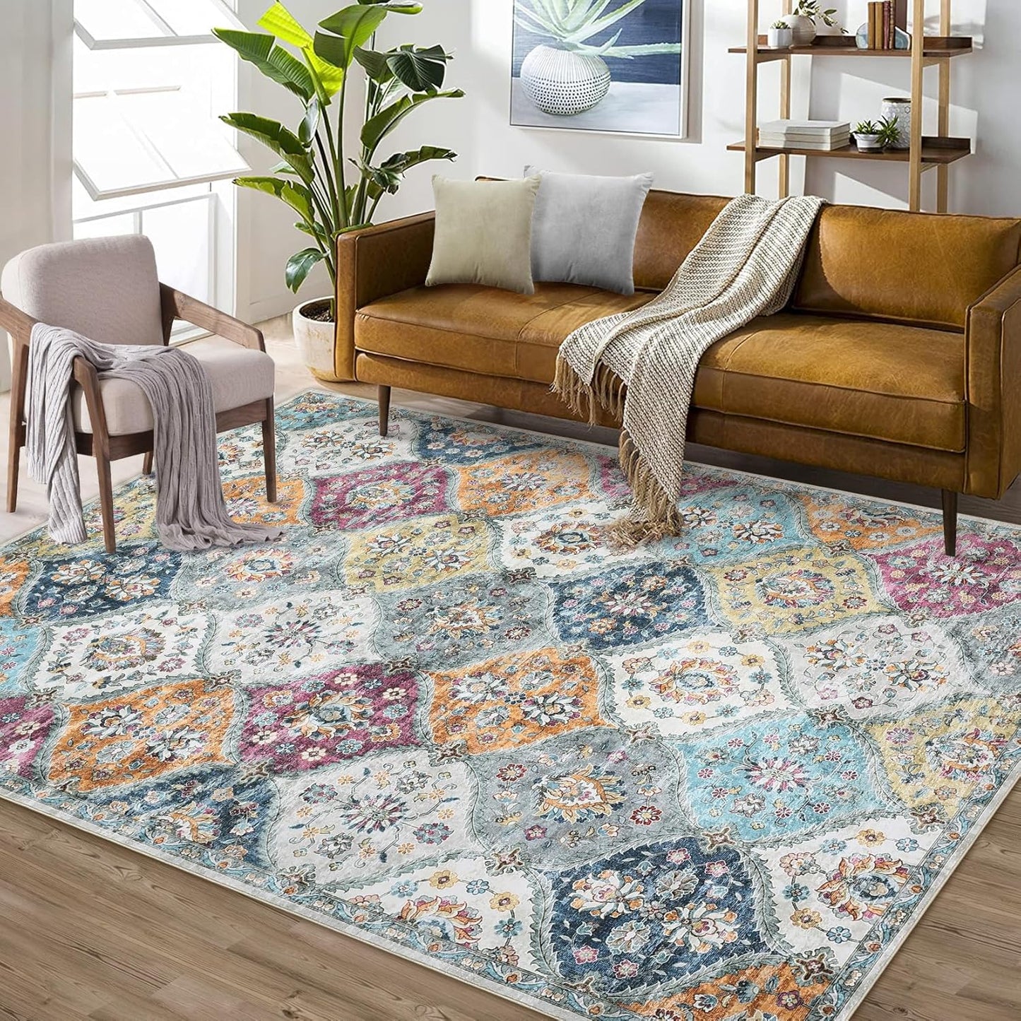 9x12 Area Rug Large Moroccan Trellis Vintage Medallion Design