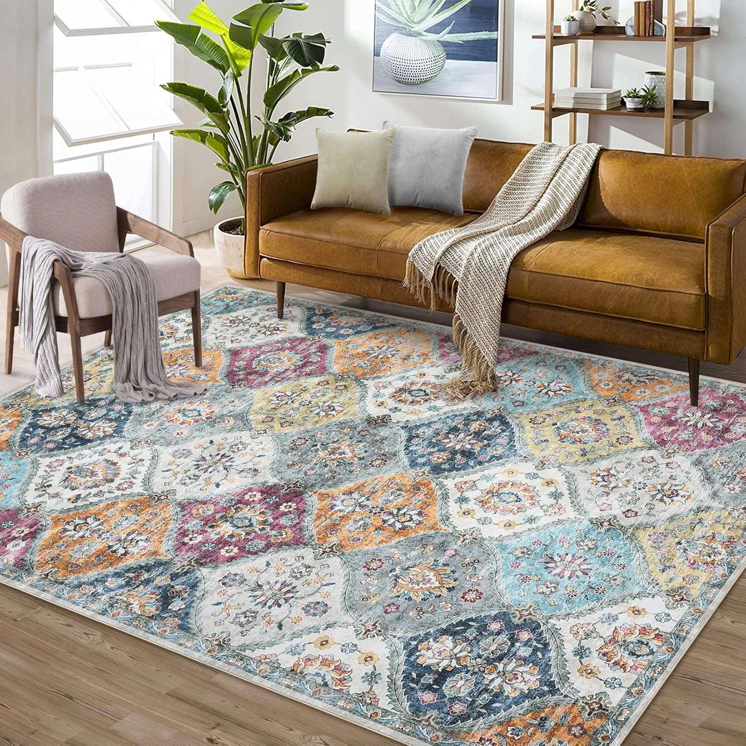 9x12 Area Rug Large Moroccan Trellis Vintage Medallion Design