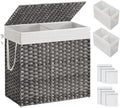 Clothes Hamper with Lid and Dual Sections - 34 Gallon Wicker Laundry