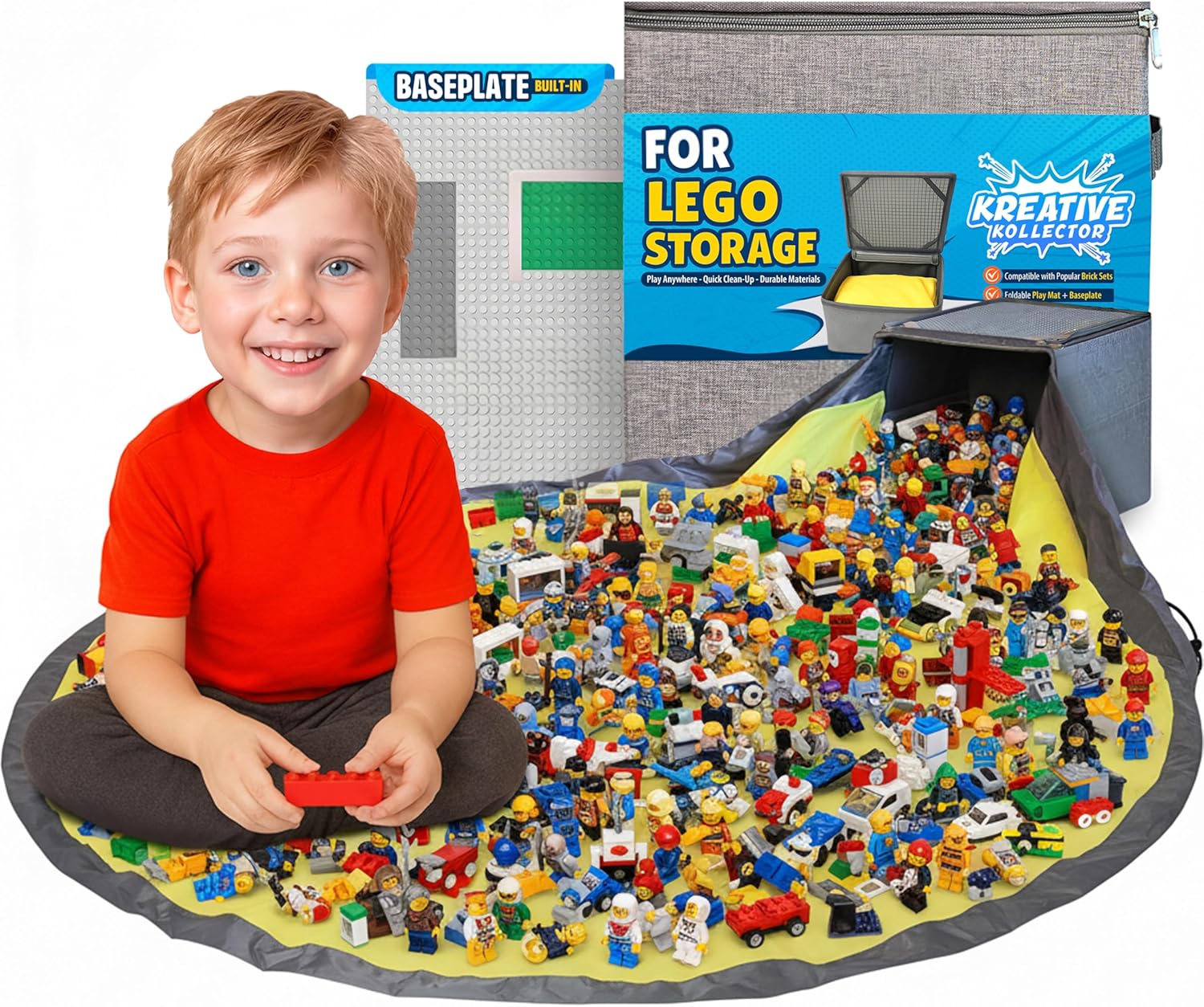 BrickCaddy Toy Storage Box for Kids Lego & Duplo Bricks