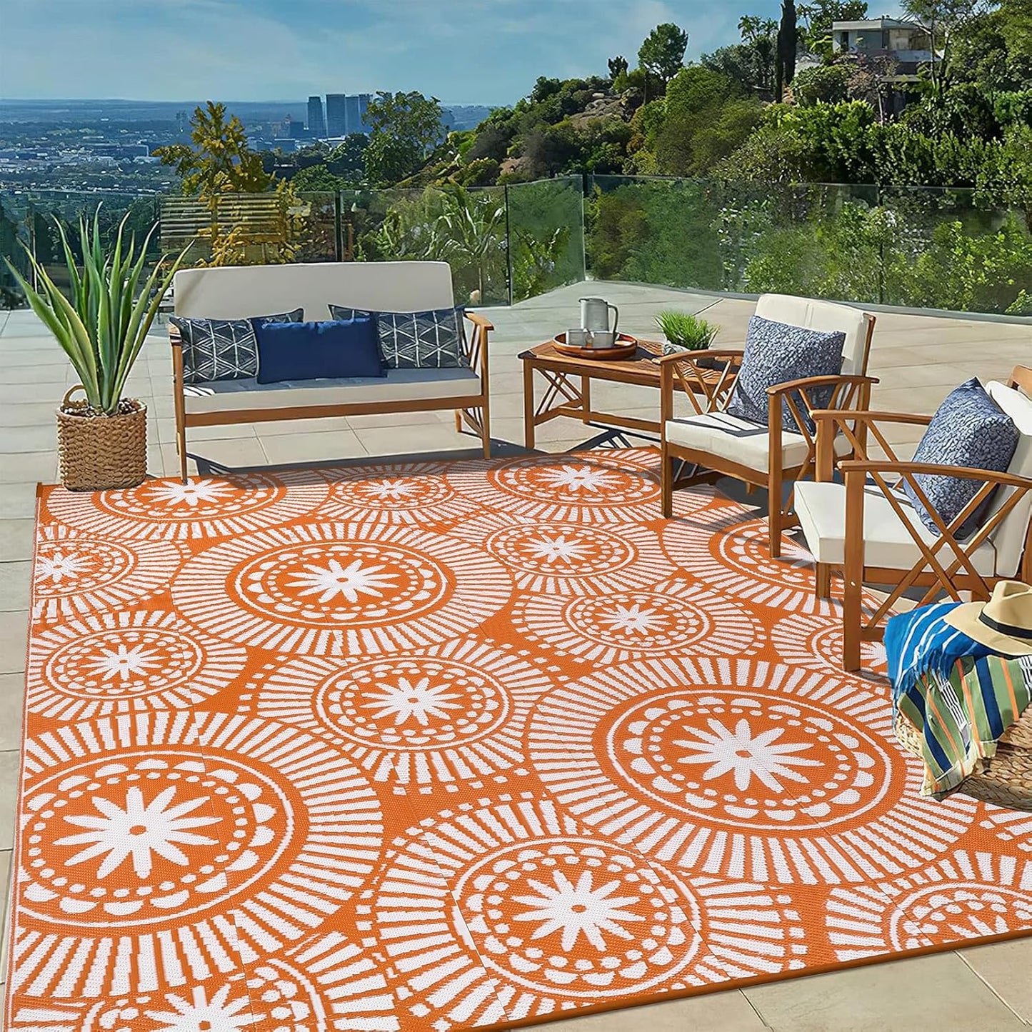 Ileading Large Plastic Outdoor Rug 8x10ft for Patio and Camping