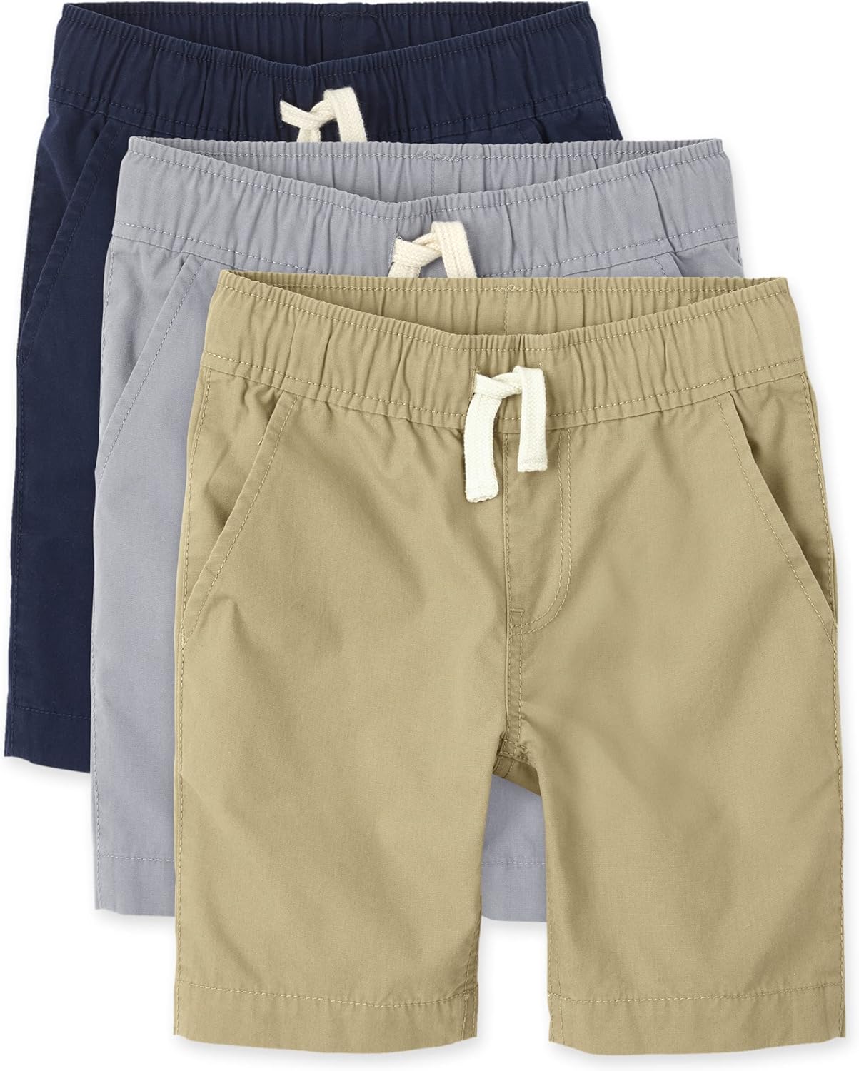 Boys' Pull on Jogger Shorts - Durable Cotton Multipack of 3